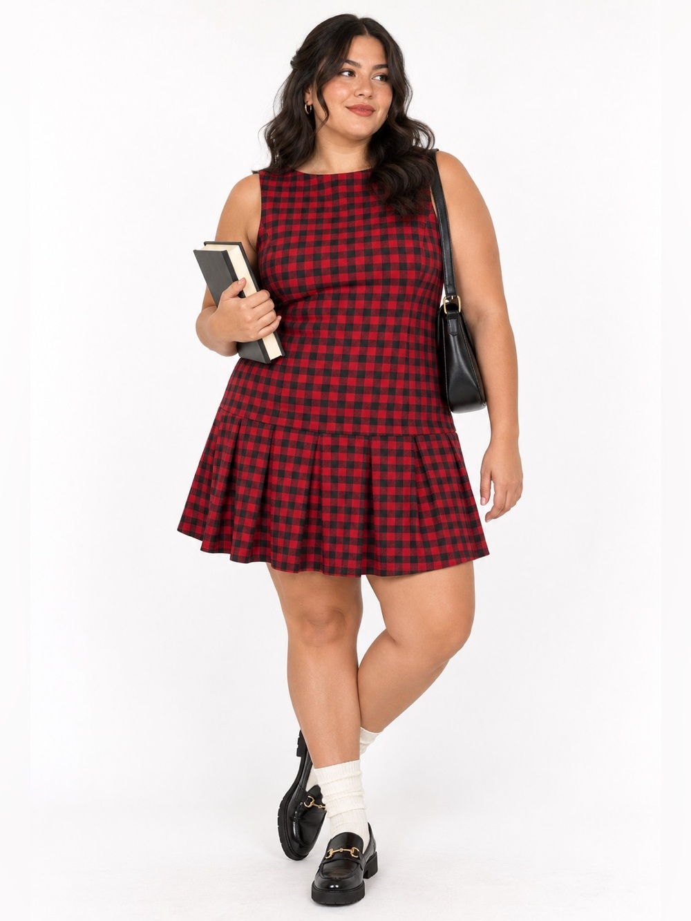 Honey & Sparkle Red Black Plaid Drop Waist Dress XL NWT Preppy